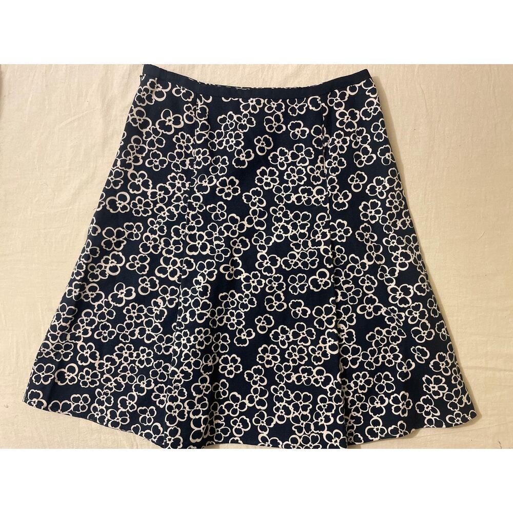Liz Claiborne Women's Size 4 Skirt 22" Length Blue Print‎ Casual Cotton